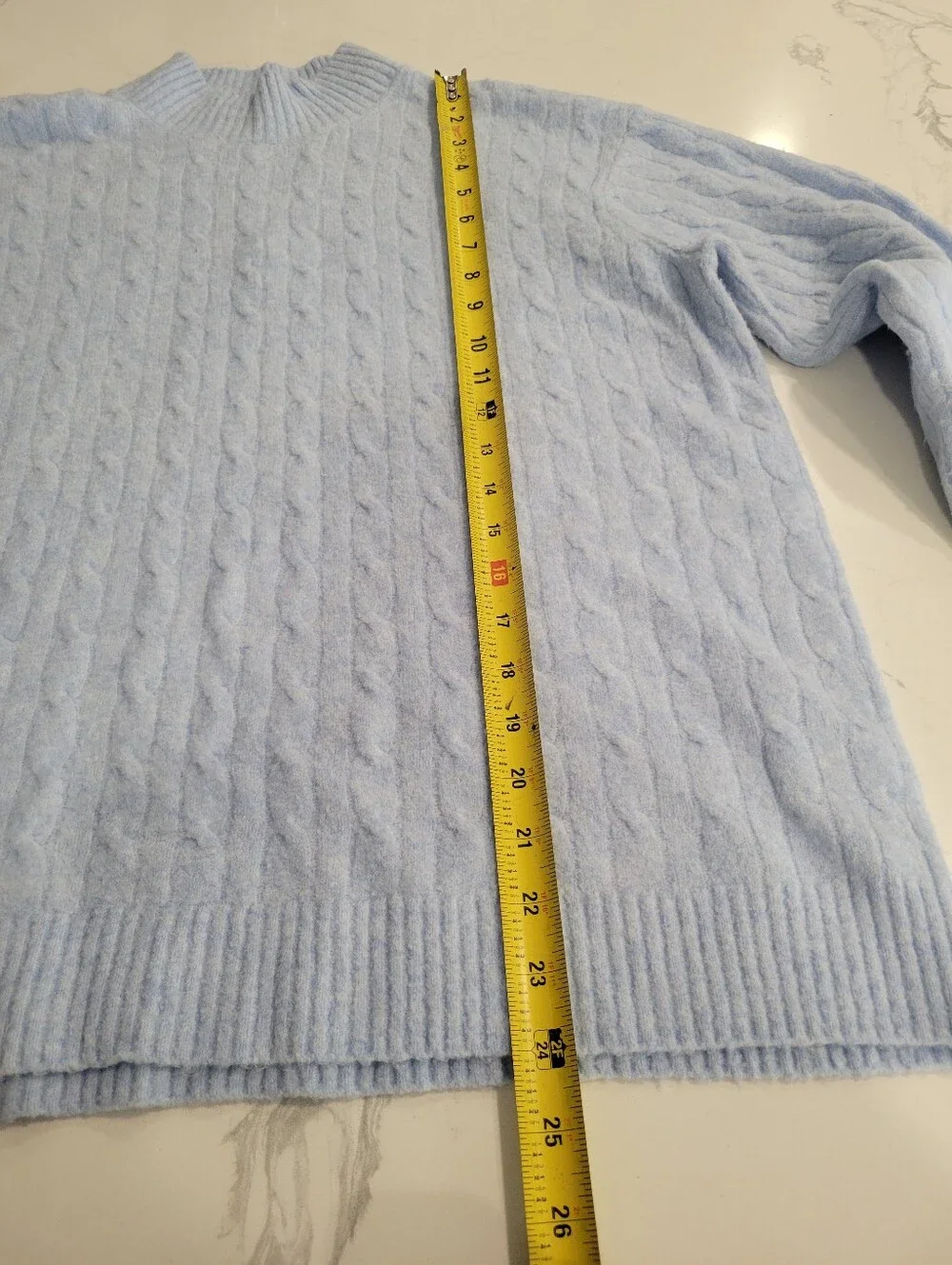 J. Crew Light Blue Cable-Knit Mock Turtleneck Preppy Soft Girl Sweater Large